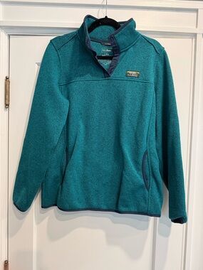 L.L.Bean Teal Pullover Fleece with Logo Patch